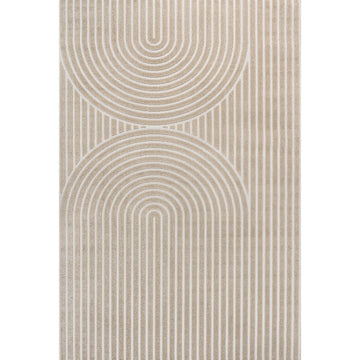 Sofia High-Low MidCentury Modern Arch Stripe Two-Tone Indoor/Outdoor Area Rug